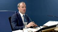 Screen grab from the UK Covid-19 Inquiry Live Stream of former deputy prime minister Dominic Raab giving evidence at Dorland House in London, during its second investigation (Module 2) exploring core UK decision-making and political governance. Issue date: Wednesday November 29, 2023.
