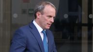 Dominic Raab at Dorland House in London where he is due to give evidence to the UK Covid-19 Inquiry 