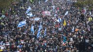 Demonstrators march in London against the rise of antisemitism, 26 November. Pic: Reuters