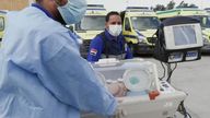 Premature babies from Gaza arrive at the Rafah border