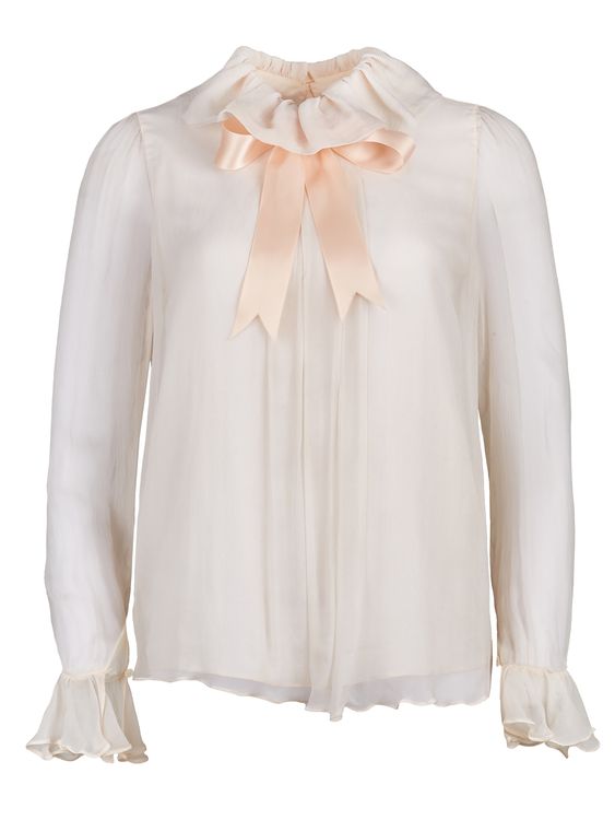A pink crepe blouse worn by Diana, Princess of Wales for her engagement portrait in 1981