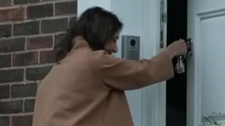 Suela Braverman, Home Secretary, ignores questions as she arrives home after days of scrutiny over comments she made in an article published in The Times.