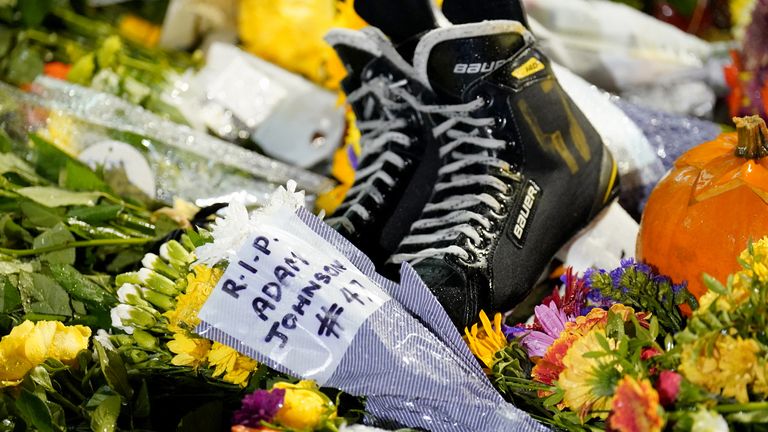 Flowers were left in tribute to Adam Johnson