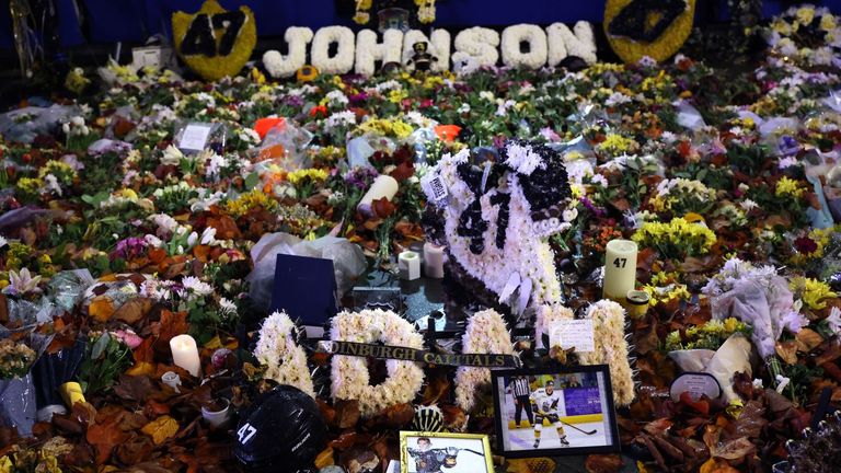 Tributes to Adam Johnson at the Motorpoint Arena