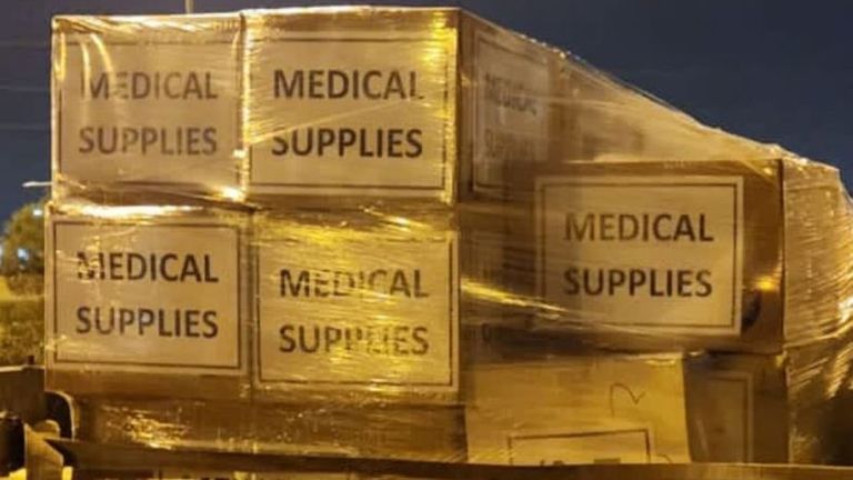 The Israeli military shared this image it says show medical supplies it has delivered to al Shifa hospital 