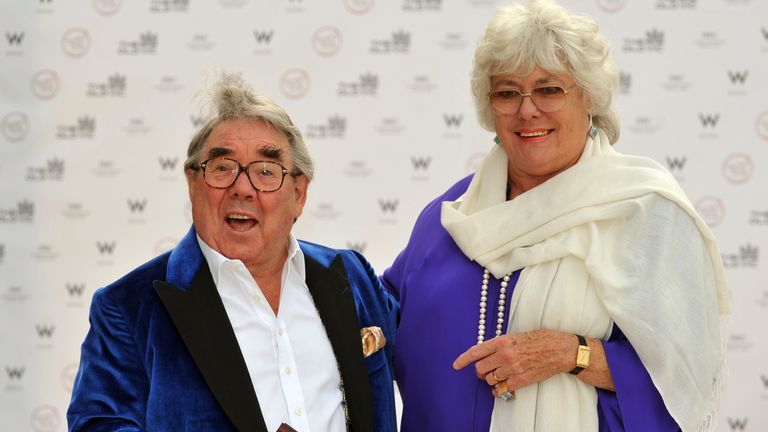 Ronnie Corbett arrives with his wife Anne Hart at the Battersea Power Station Boiler House  in 2010