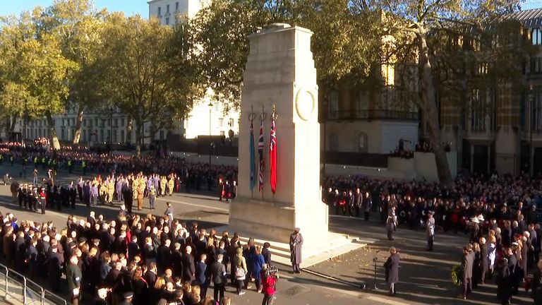Thousands of people gathered in London to mark the anniversary of the end of the First World War.