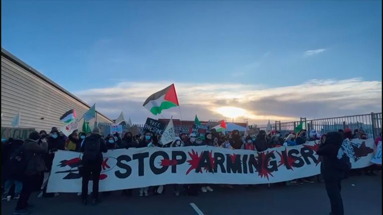 Pro-Palestinian protesters block entrances to UK&#39;s BAE defence plant