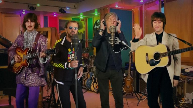 The Beatles have released a music video to accompany the latter 