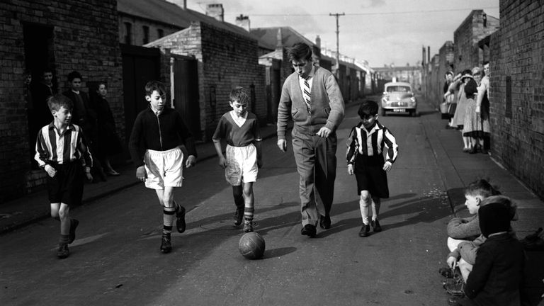 Bobby Charlton in Ashington after the Munich Air Crash. Pic: Daily Mail/Shutterstock