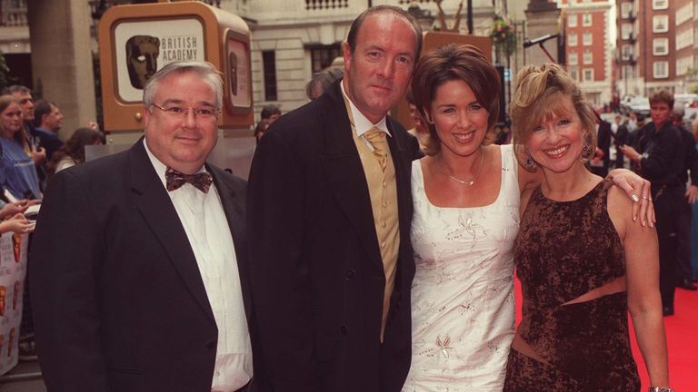 Stars of the Channel Four soap &#39;Brookside&#39; arrive at the British Academy Television Awards (BAFTAs) at Grosvenor House in London. From left: Michael Starke, Dean Sullivan, Claire Sweeney and Sue Jenkins