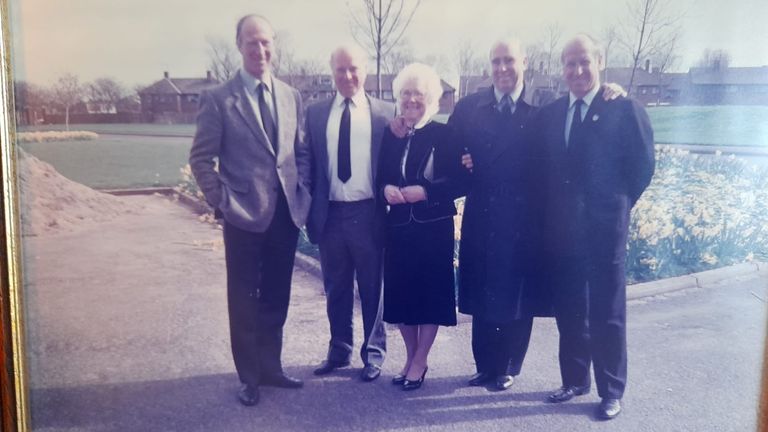 The Charlton brothers with their mother - Jack, Tommy, Gordon and Bobby 