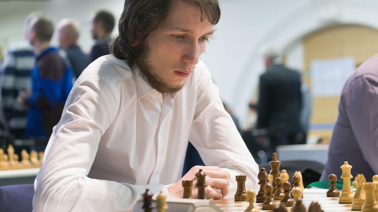 Grandmaster Grigoriy Oparin, Russia competes in King Salman World Rapid Chess Championship 2018. Eventually he took 21st place