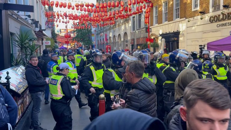 Trouble also flared in Chinatown