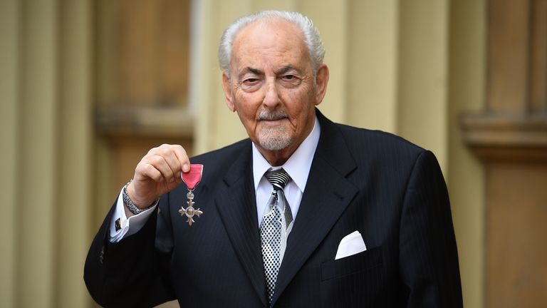 David Berglas with his MBE for services to Magic and Psychology after an investiture ceremony at Buckingham Palace, London.