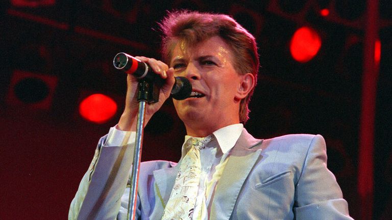 David Bowie performing on stage at Wembley Stadium during Live Aid in 1985 Pic: AP 