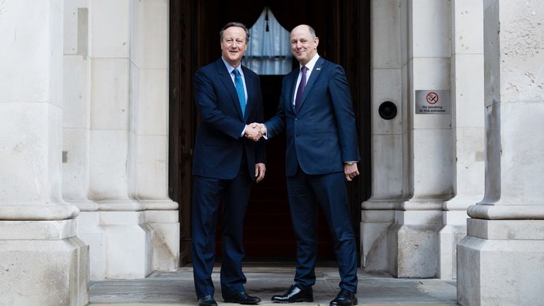 David Cameron is appointed Secretary of State for Foreign, Commonwealth and development Affairs and is met by Permanent Under Secretary, Sir Philip Barton
Pic:Ben Dance / FCDO