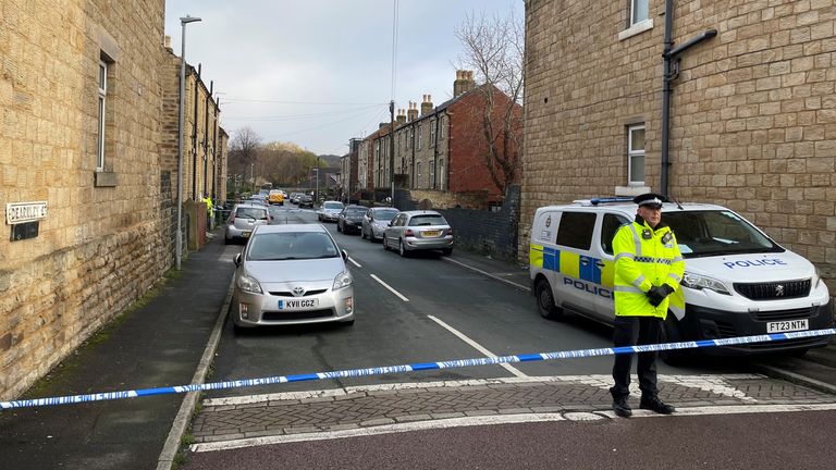 Police at the scene on Monday