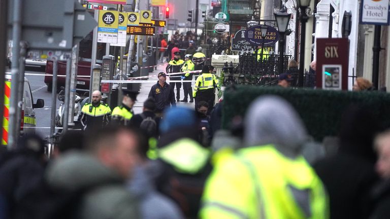 The scene in Dublin city centre after five people were injured, including three young children, following a serious public order incident which occurred on Parnell Square East shortly after 1.30pm. Picture date: Thursday November 23, 2023.