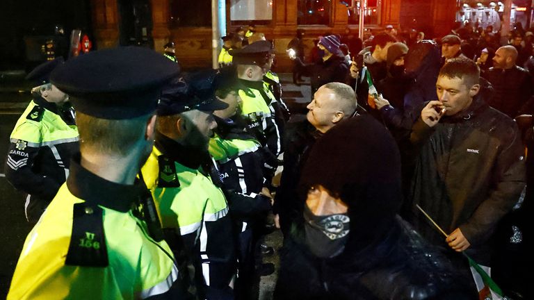 Protesters clashed with police hours after the stabbing