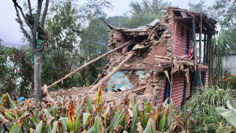 A damaged building is seen after an earthquake in Jajarkot, Nepal, November 4, 2023. Prime Minister Office/Handout via REUTERS THIS IMAGE HAS BEEN SUPPLIED BY A THIRD PARTY NO RESALES. NO ARCHIVES