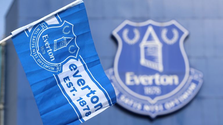 General view of a small flag with the Everton crest