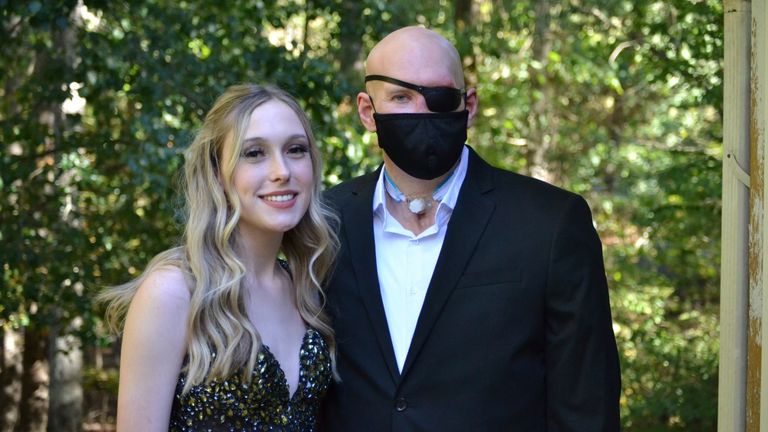 Aaron James with his daughter, Allie, in September 2022. Pic: NYU Langone Health via AP