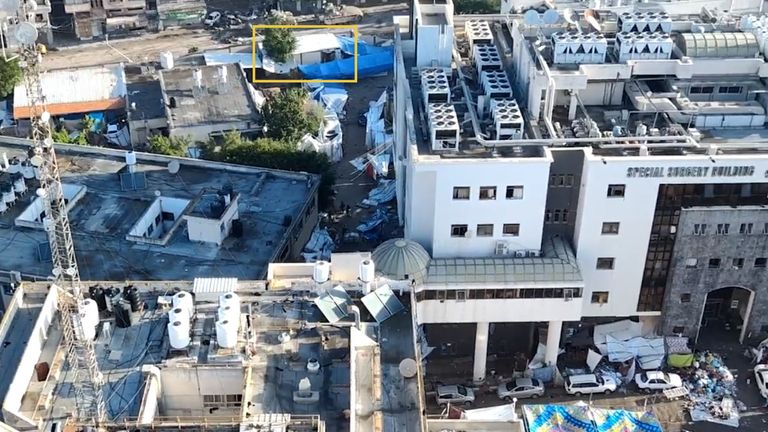 Screenshot of an IDF video here posted on 16 November shows the white building where the tunnel is located 