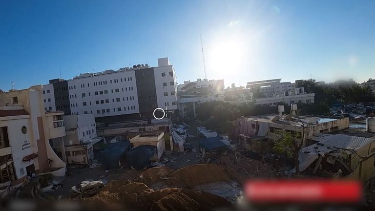 The surgery building is seen on the left and the tunnel is next to the tree. Pic: IDF