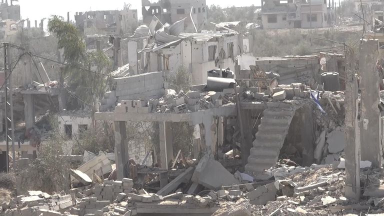 Demolished houses in Gaza