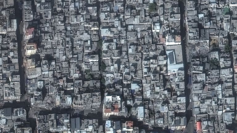 Jabalia in Gaza before damage. Pic: Satellite image ©2023 Maxar Technologies