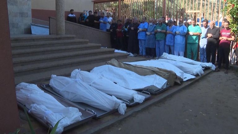 The Tabatibi family mourning in Khan Yunis, Gaza, who lost 11 relatives