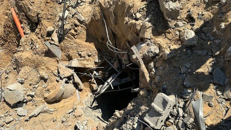 A view of what the Israel Defence Forces claims shows an entrance to a tunnel in al Shifa hospital complex. Pic: IDF