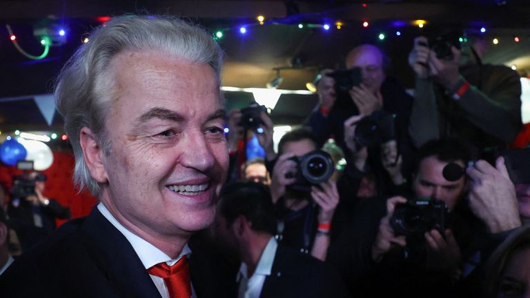 Geert Wilders reacts to the exit poll