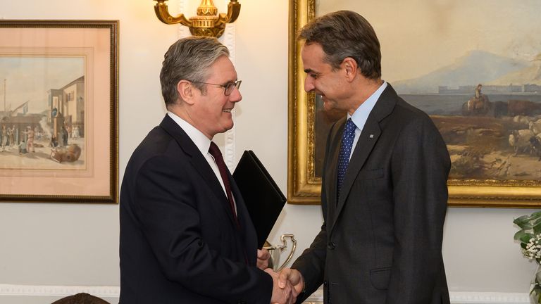 Labour Party leader Sir Keir Starmer (left) meets Prime Minister of Greece Kyriakos Mitsotakis in London. Picture date: Monday November 27, 2023.