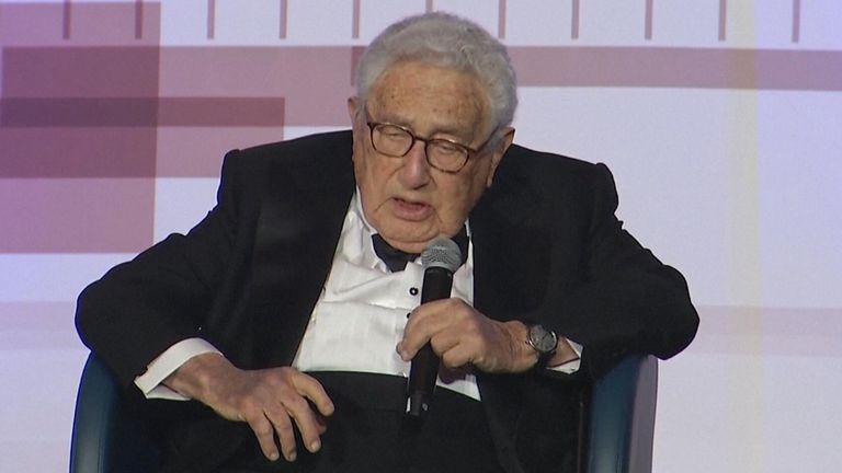 Henry Kissinger speaking at an event in 2019
