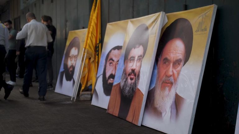 Posters of Iranian and Hezbollah leaders in Beirut