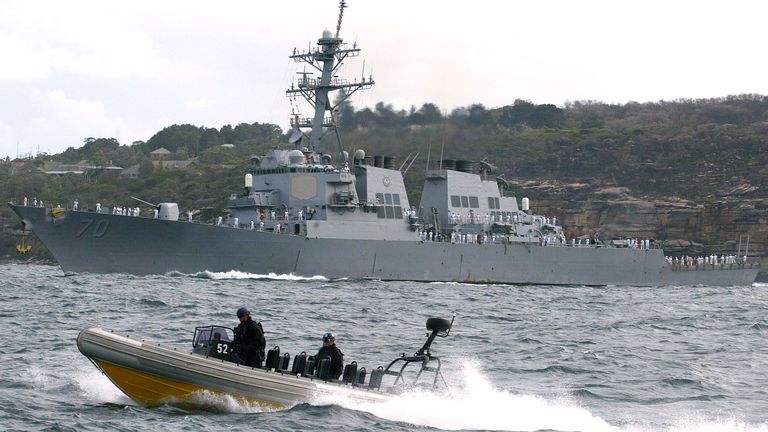 The USS Hopper pictured recently in Australia. Pic: AP