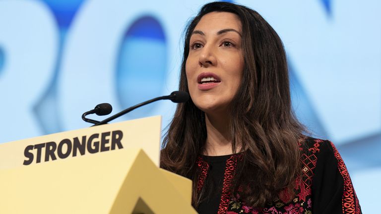 SNP councillor Nadia El-Nakla, wife of First Minister Humza Yousaf, speaks on an emergency motion on Israel-Palestine during the SNP annual conference at The Event Complex Aberdeen (TECA) in Aberdeen. Picture date: Sunday October 15, 2023.