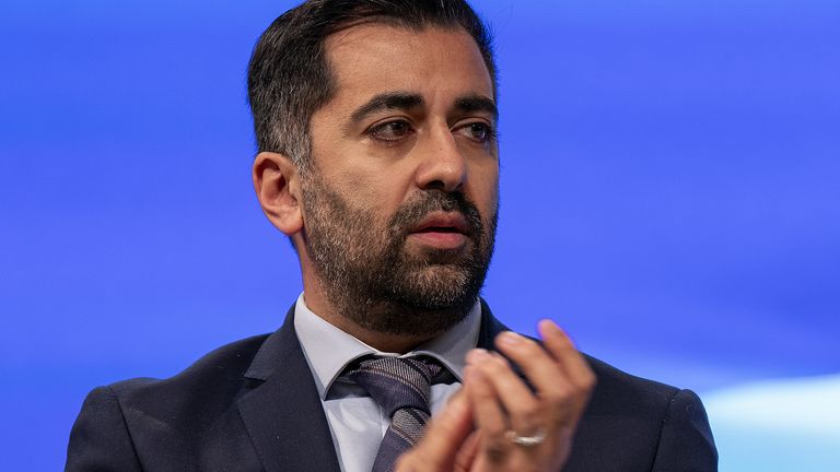 First Minister and SNP leader Humza Yousaf applauds his wife councillor Nadia El-Nakla after she spoke on an emergency motion on Israel-Palestine during the SNP annual conference at The Event Complex Aberdeen (TECA) in Aberdeen. Picture date: Sunday October 15, 2023.