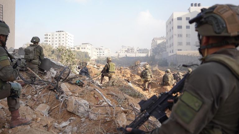 IDF troops continue operations in a location given as Gaza. Pic: Israel Defence Forces