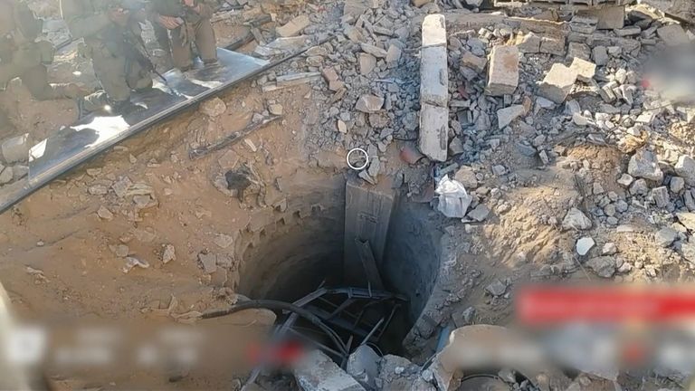 The Israel Defence Forces have released footage of what it claims shows a Hamas tunnel 10 metres beneath the al Shifa hospital complex.