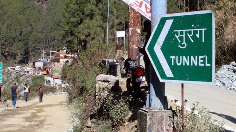 The men have now been trapped in the under-construction road tunnel in Silkyara for 11 days Pic: AP  