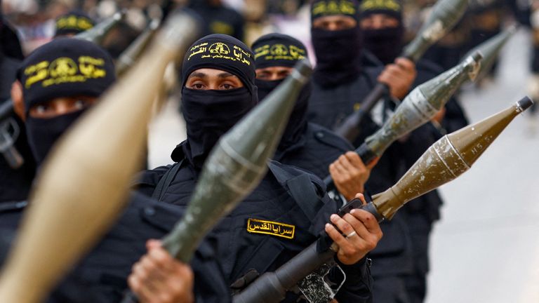 Members of Palestinian Islamic Jihad in Gaza City on 4 October
