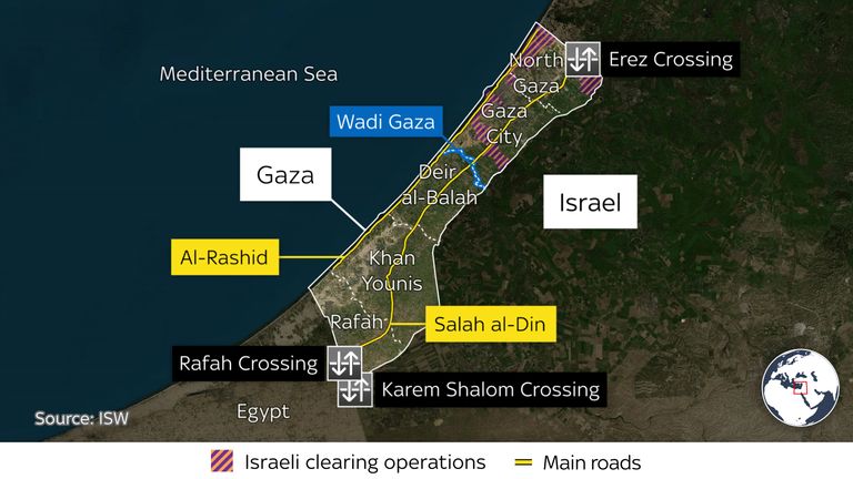 A map of Gaza, Thursday 16 November