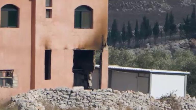 A house hit by shells from an Israeli tank - leaving the occupants needing care from the Irish 