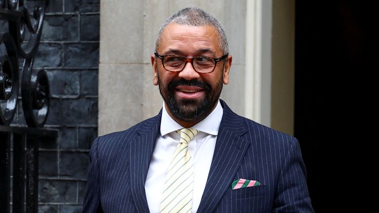 Britain&#39;s Home Secretary James Cleverly looks on outside Downing Street, in London, Britain, November 22, 2023. REUTERS/Hannah McKay