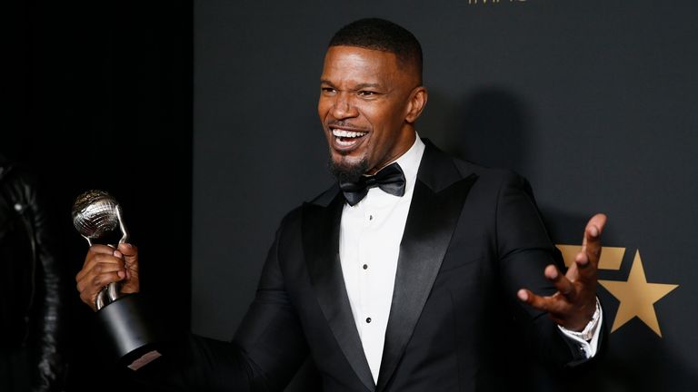 51st NAACP Image Awards – Photo Room– Pasadena, California, U.S., February 22, 2020 – Jamie Foxx poses backstage with his Outstanding Supporting Actor in a Motion Picture award for "Just Mercy". REUTERS/Danny Moloshok