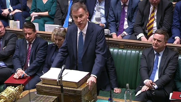Chancellor of the Exchequer Jeremy Hunt delivers his autumn statement in the House of Commons in London. Picture date: Wednesday November 22, 2023.