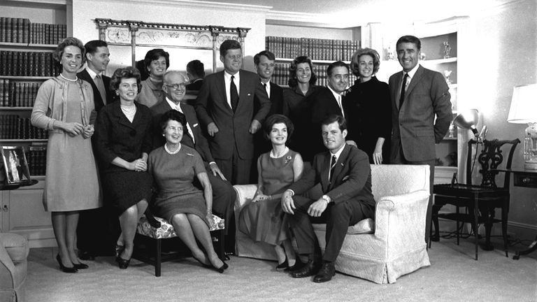 President-elect John F. Kennedy (centre) is surrounded by members of his family